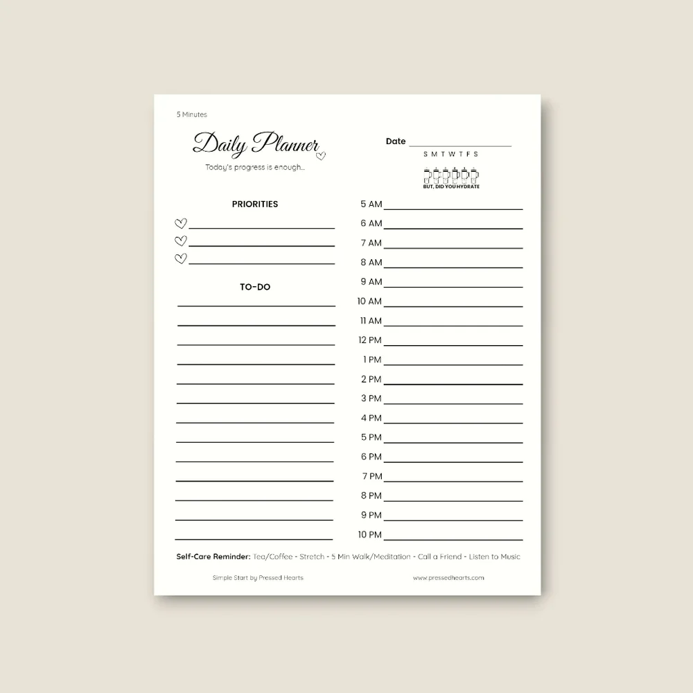 Simple Start Daily Planner Pad, 8.5x11